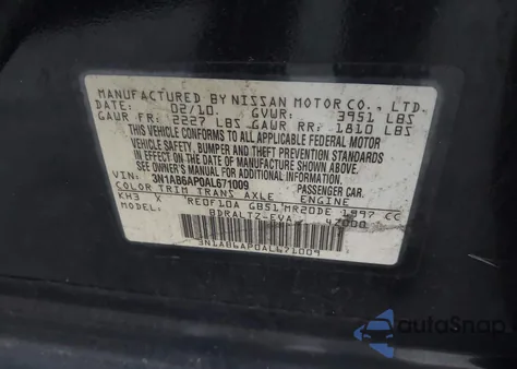 2010 Nissan Sentra 2.0Sr from USA, damaged, VIN 3N1AB6AP0AL671009